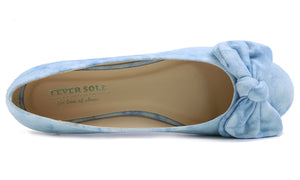 Feversole Women's Round Toe Cute Bow Trim Ballet Flats Tie Dye Blue