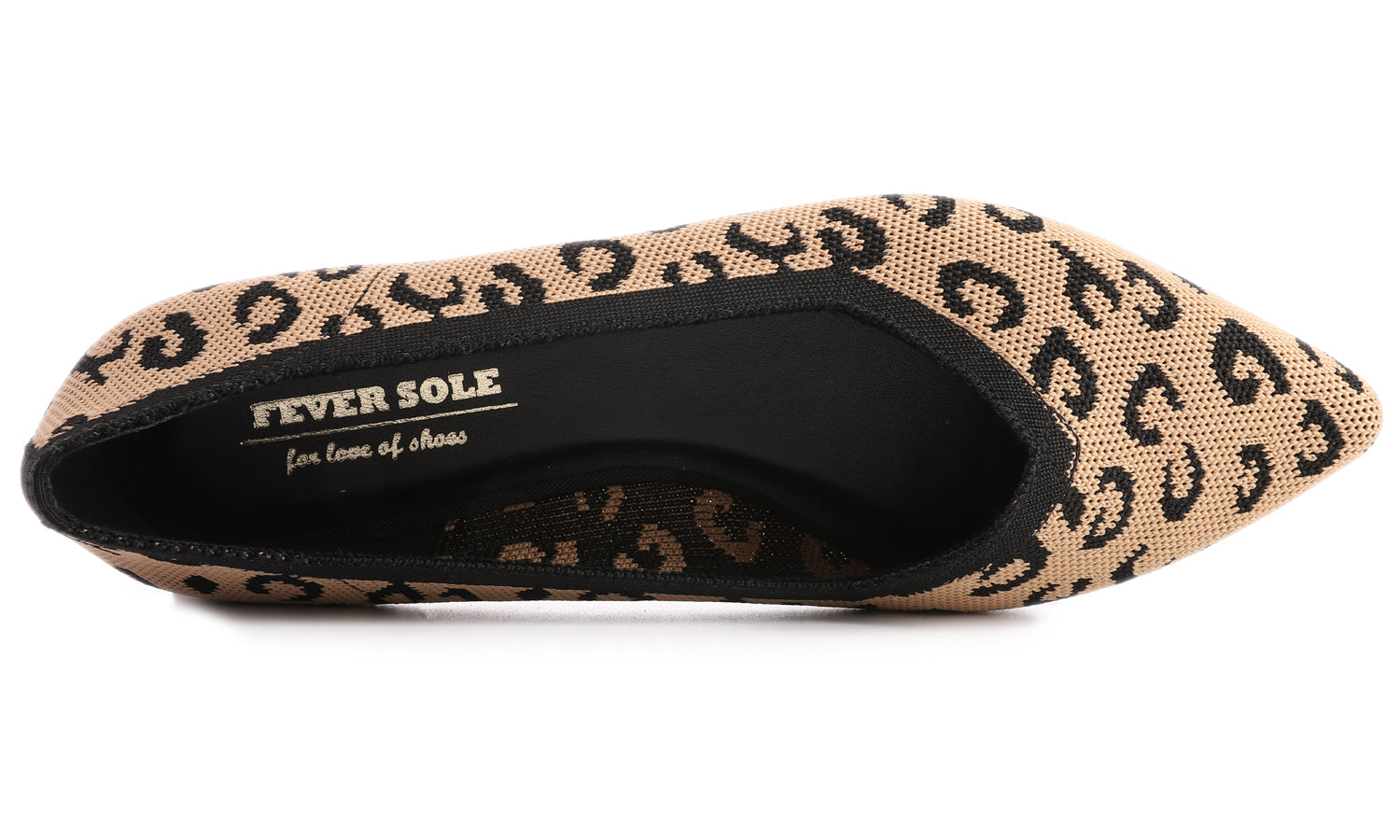 Feversole Women's Woven Fashion Breathable Knit Flat Shoes Pointed Leopard