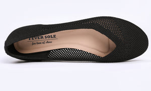 Feversole Women's Woven Fashion Breathable Knit Flat Shoes Black Ballet
