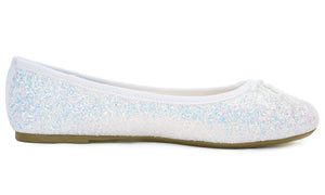 Feversole Women's Macaroon Glitter Multi White Memory Foam Cushion Insock Patent Ballet Flat