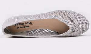 Feversole Women's Woven Fashion Breathable Knit Flat Shoes Grey Ballet