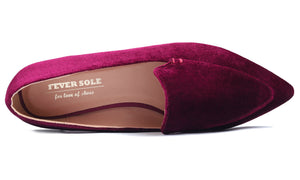 Feversole Women's Loafer Flat Pointed Fashion Slip On Comfort Driving Office Shoes Burgundy Red Velvet