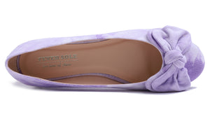 Feversole Women's Round Toe Cute Bow Trim Ballet Flats Tie Dye Lavender Purple