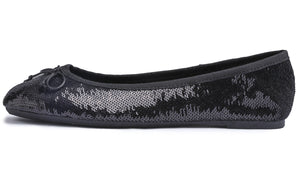 Feversole Women's Sparkle Memory Foam Cushioned Colorful Shiny Ballet Flats Black Sequin
