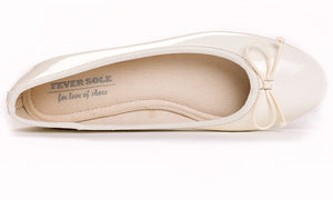 Feversole Women's Macaroon Beige Memory Foam Cushion Insock Patent Ballet Flat