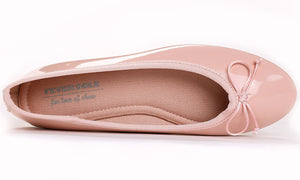 Feversole Women's Macaroon Pink Memory Foam Cushion Insock Patent Ballet Flat