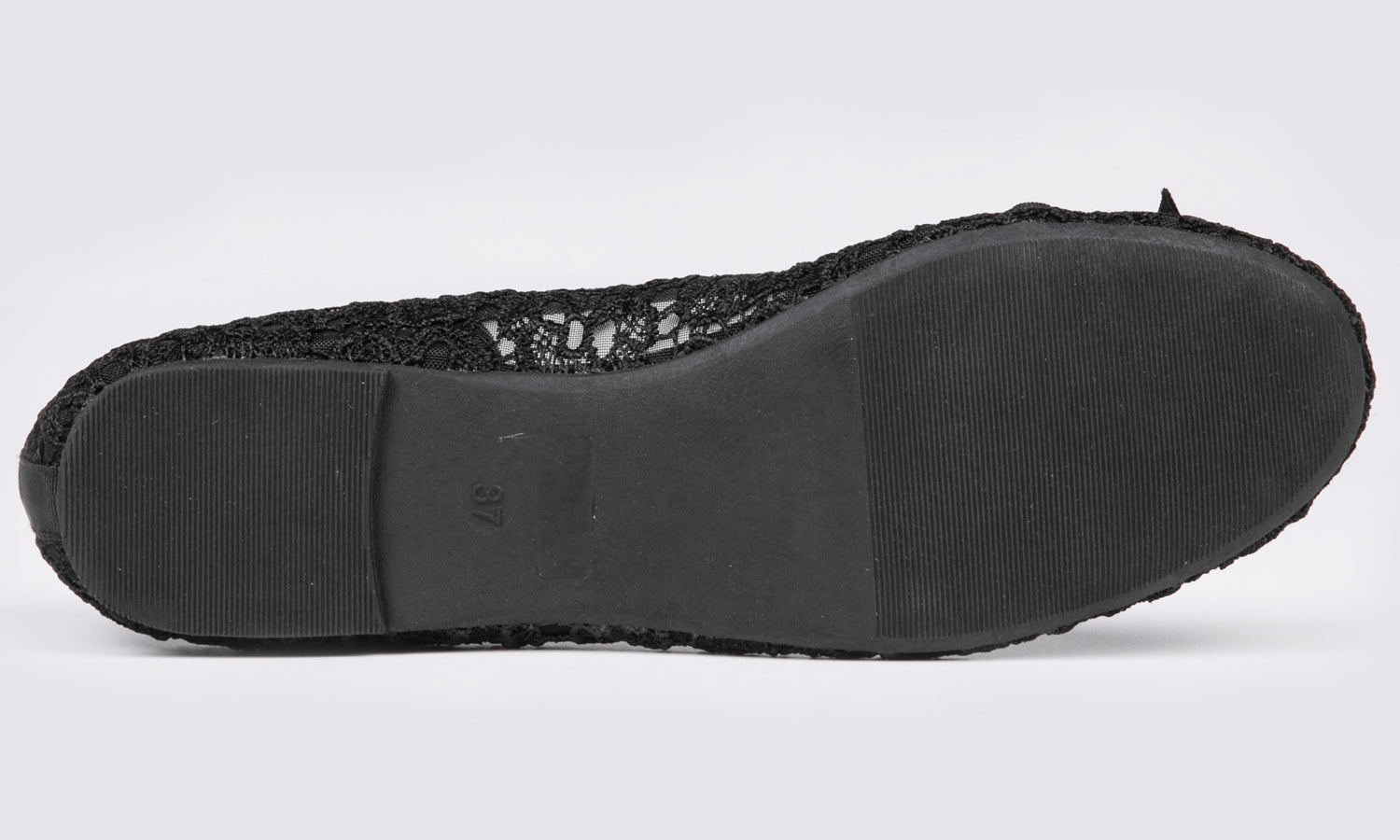 Feversole Round Toe Lace Ballet Crochet Flats Black Women's Comfy Breathable Shoes