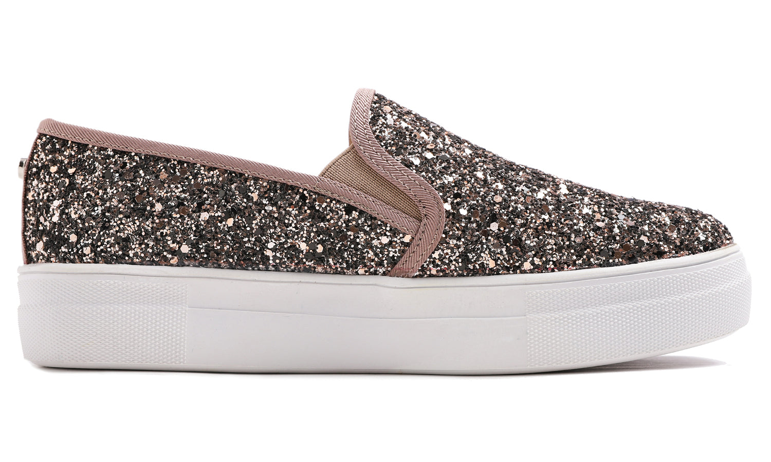 Feversole Women's Glitter Light Brown Platform Slip On Sneaker Casual Flat Loafers