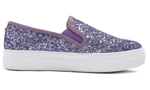 Feversole Women's Glitter Lavender Platform Slip On Sneaker Casual Flat Loafers