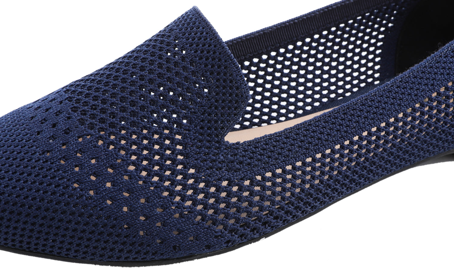 Feversole Women's Woven Fashion Breathable Knit Flat Shoes Pointed Loafer Navy