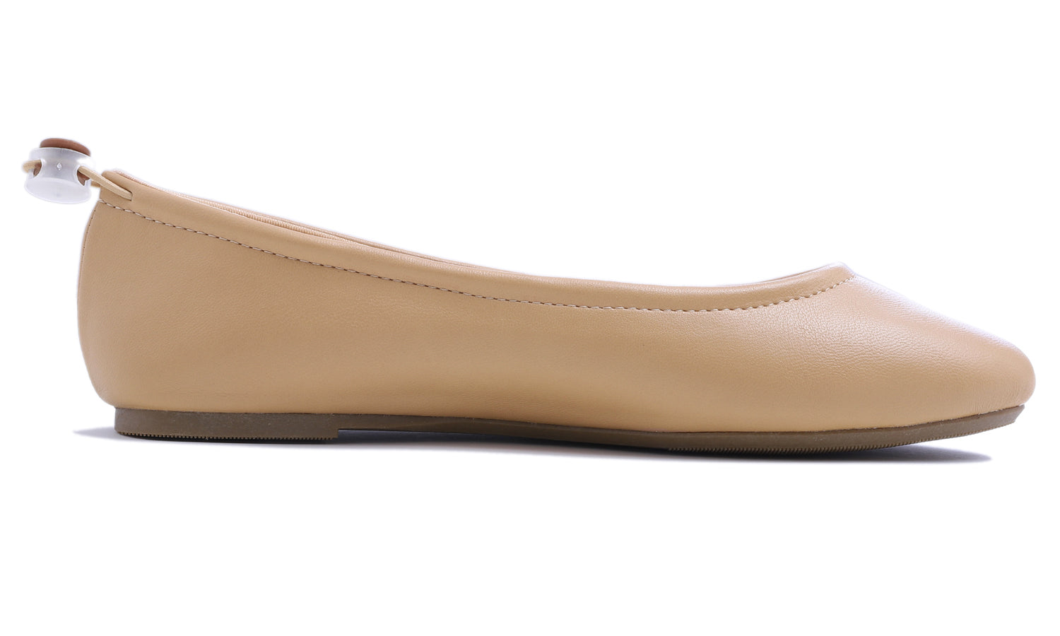 Feversole Women's Soft Cushion Comfort Round Toe Elastic Adjustable Ballet Flats Flexible Walking Shoes Light Tan Napa
