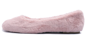 Feversole Women's Fashion Round Toe Puffy Warm Comfort Home Indoor Winter Soft Ballet Slippers Pink Plush