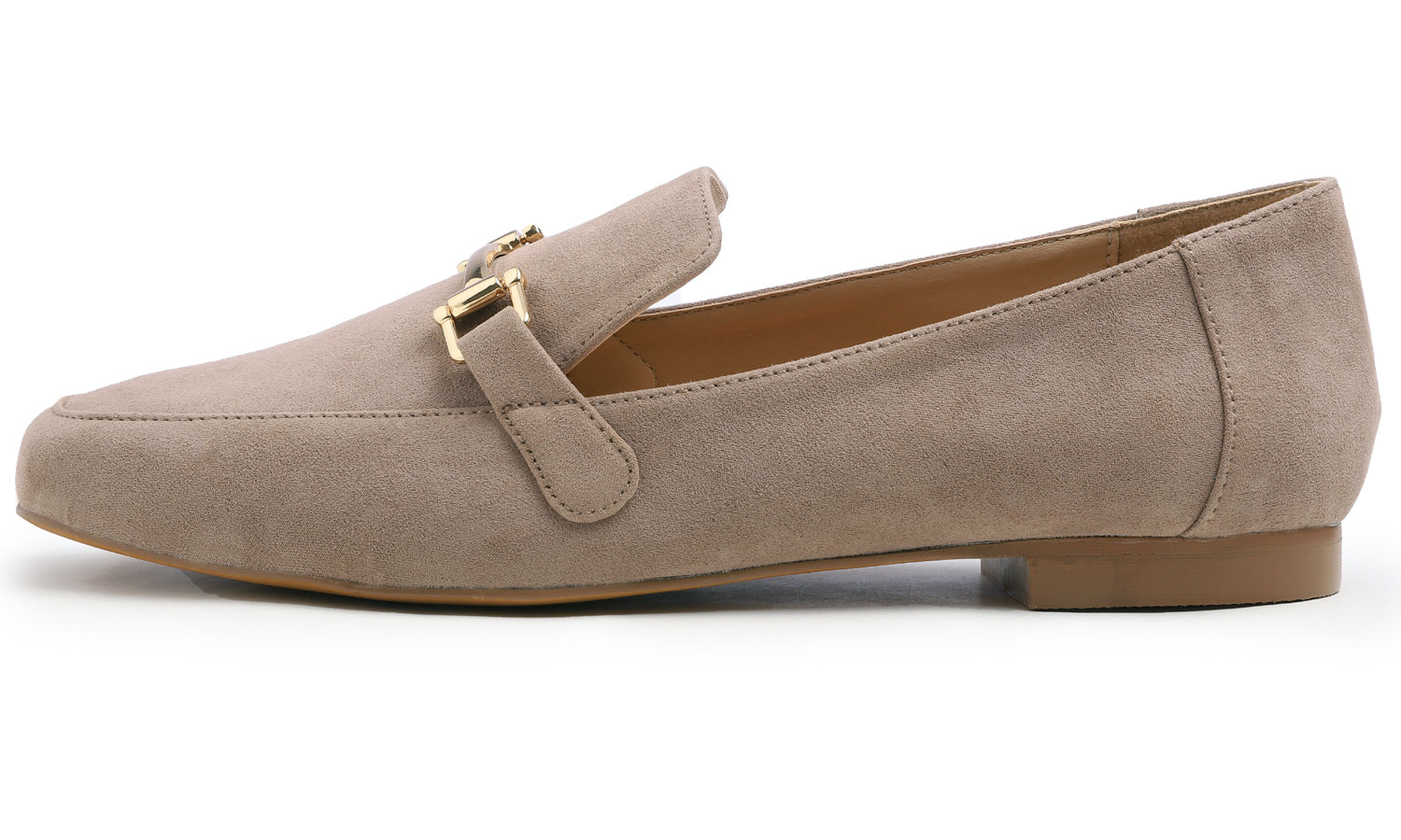 Feversole Women's Fashion Trim Deco Loafer Flats Dark Taupe Faux Suede