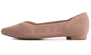 Feversole Women's Woven Fashion Breathable Knit Flat Shoes Pointed Rose Gold