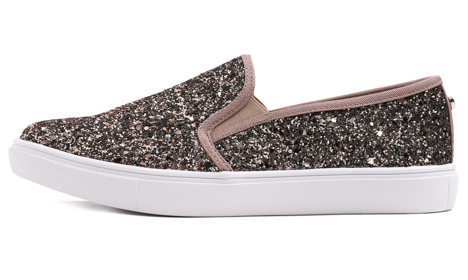 Feversole Women's Glitter Brown Slip On Sneaker Casual Flat Loafers
