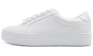 Feversole Women's Featured PU Leather White Platform Lace Up Sneaker