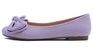 Feversole Women's Round Toe Cute Bow Trim Ballet Flats Lavender Purple