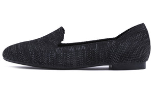 Feversole Women's Woven Fashion Breathable Knit Flat Shoes Black Mixed Loafer