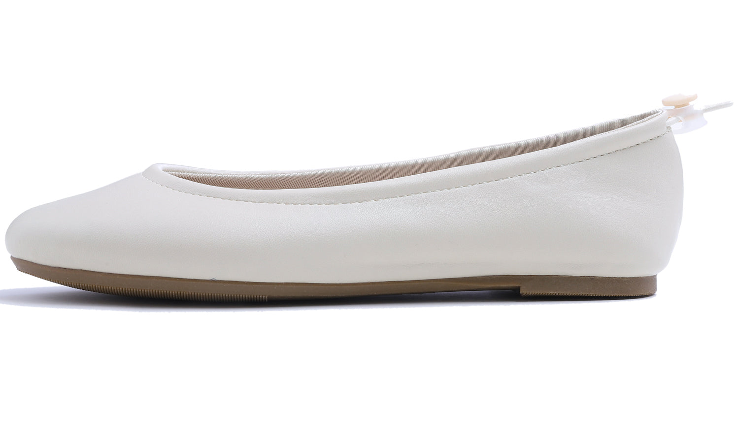 Feversole Women's Soft Cushion Comfort Round Toe Elastic Adjustable Ballet Flats Flexible Walking Shoes Light Beige Napa