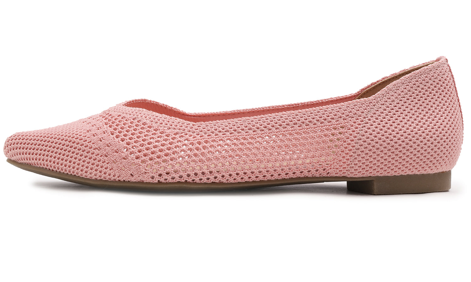 Feversole Women's Woven Fashion Breathable Knit Flat Shoes Pointed Pink