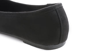 Feversole Women's Macaroon Faux Suede Memory Foam Cushion Insock Soft Ballet Flat Black