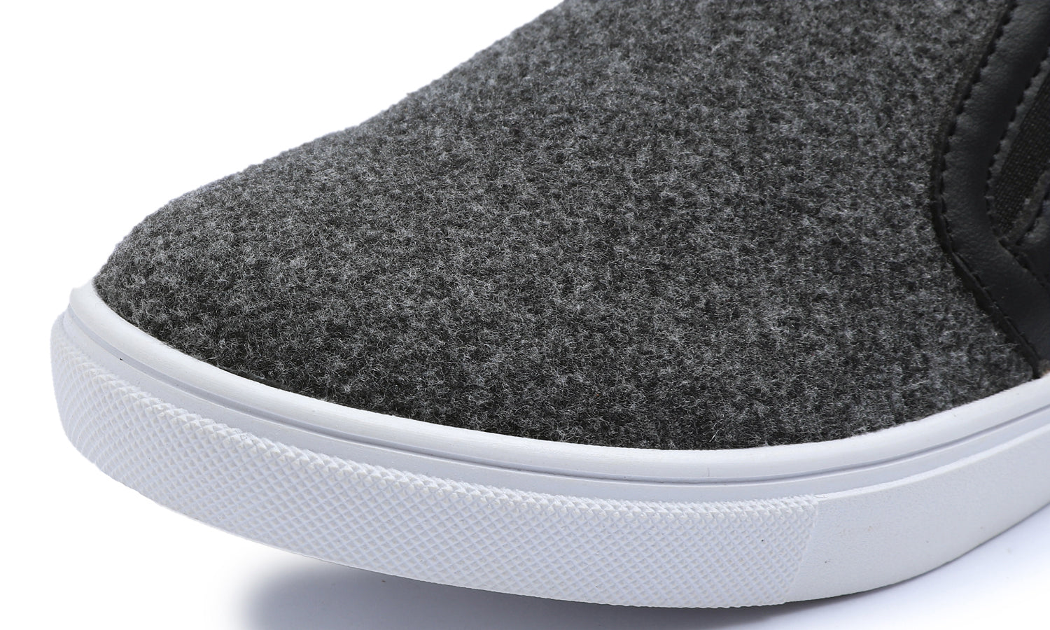 Feversole Women's Casual Slip On Sneaker Comfort Cozy Winter Warm Loafer Low Top Faux Dark Grey Woolen