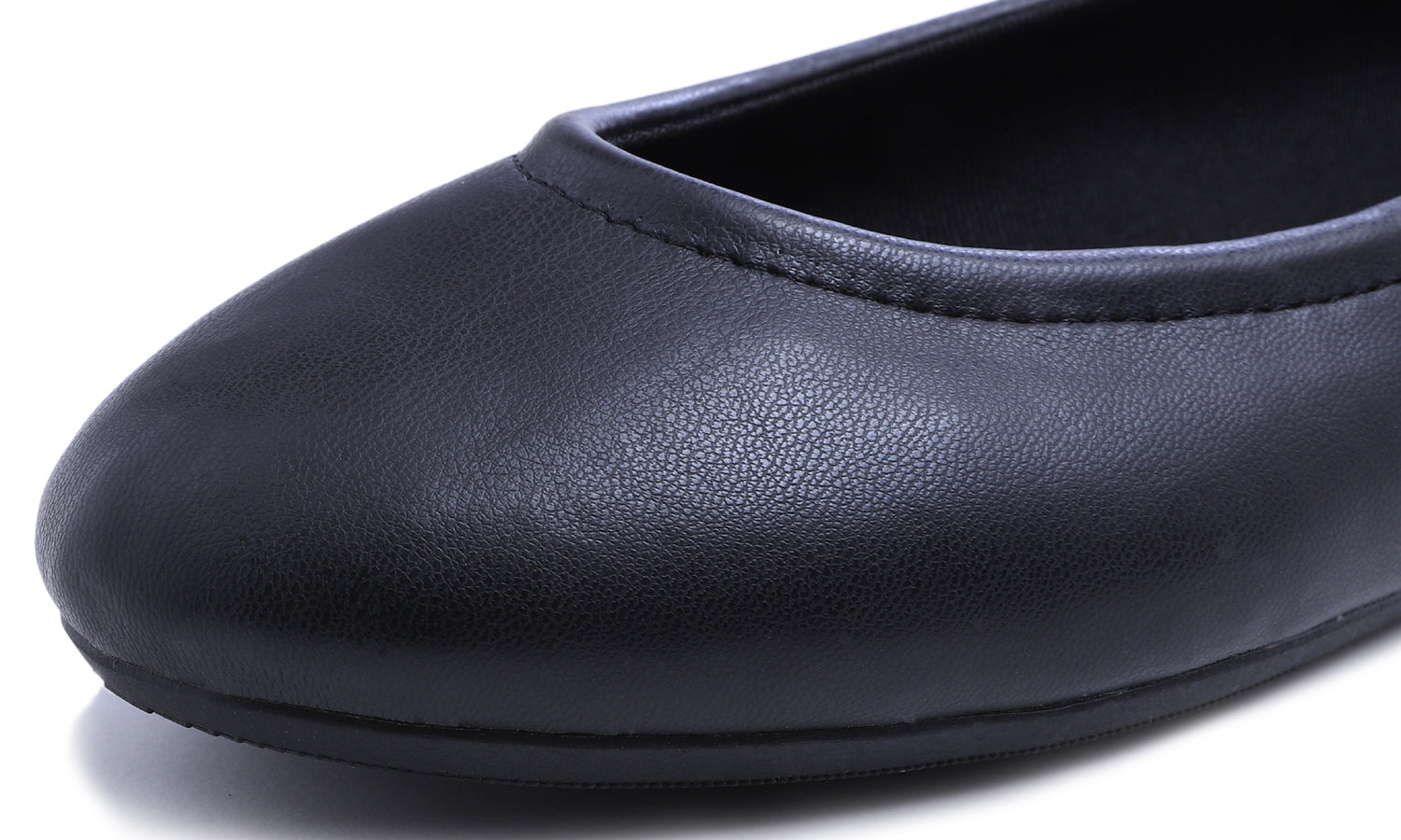 Feversole Women's Soft Cushion Comfort Round Toe Elastic Adjustable Ballet Flats Flexible Walking Shoes Black Napa