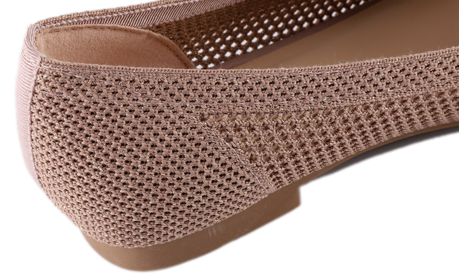 Feversole Women's Woven Fashion Breathable Knit Flat Shoes Rose Gold Loafer