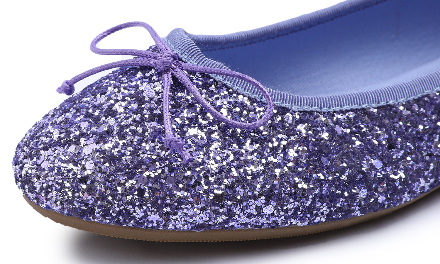 Feversole Women's Sparkle Memory Foam Cushioned Colorful Shiny Ballet Flats Glitter Lavender Purple