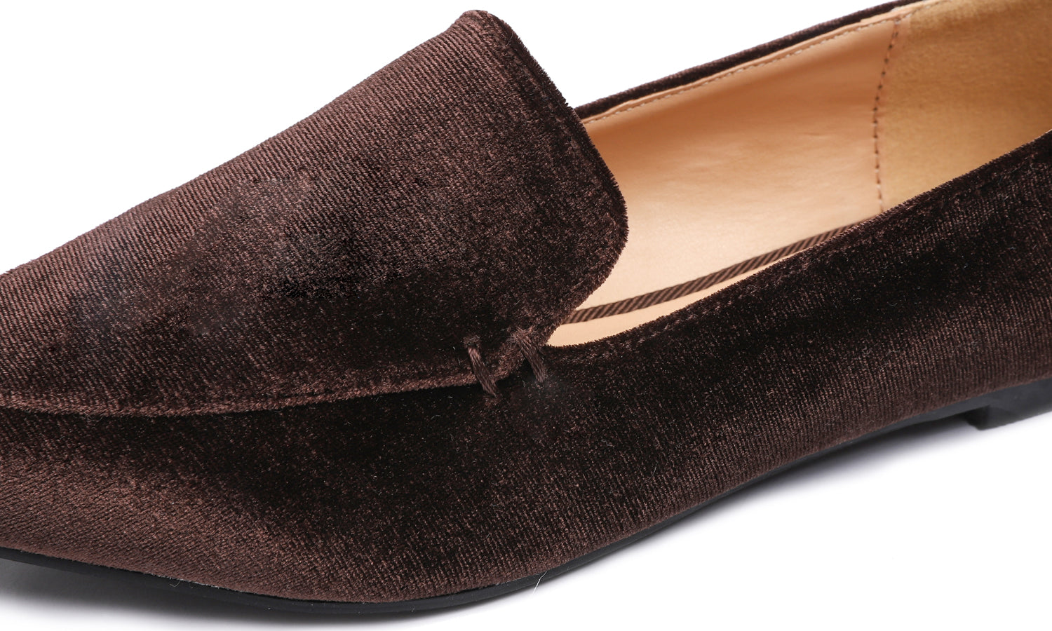 Feversole Women's Loafer Flat Pointed Fashion Slip On Comfort Driving Office Shoes Brown Velvet