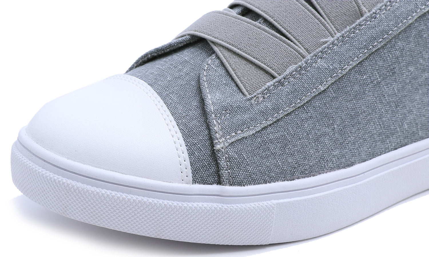 Feversole Women's Casual Slip On Sneaker Comfort Cupsole Loafer Flats Fashion Canvas Easy Elastic Low Top Grey