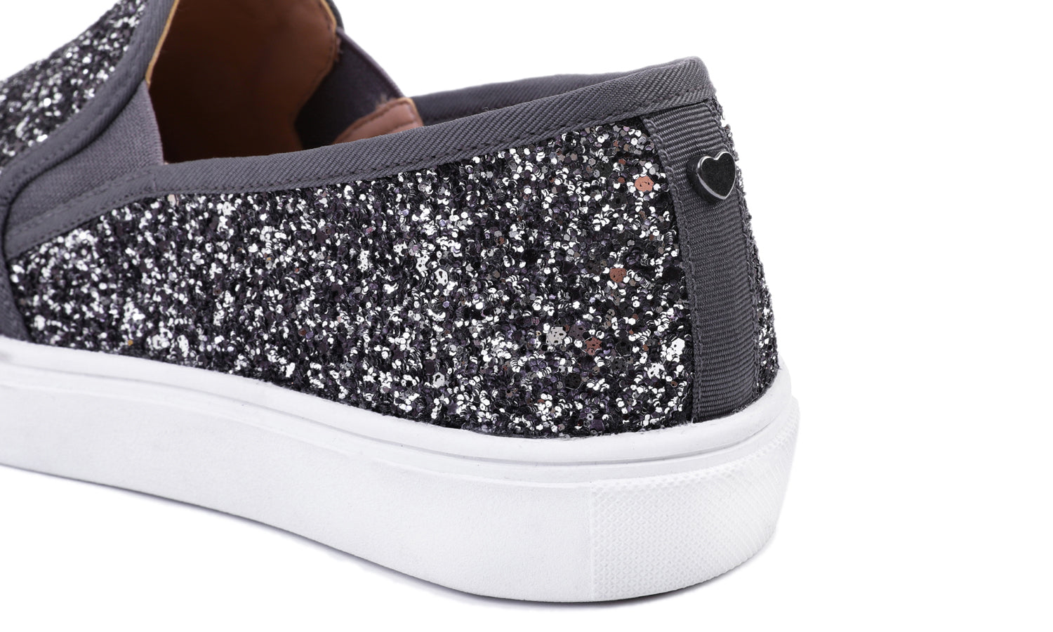 Feversole Women's Glitter Pewter Slip On Sneaker Casual Flat Loafers
