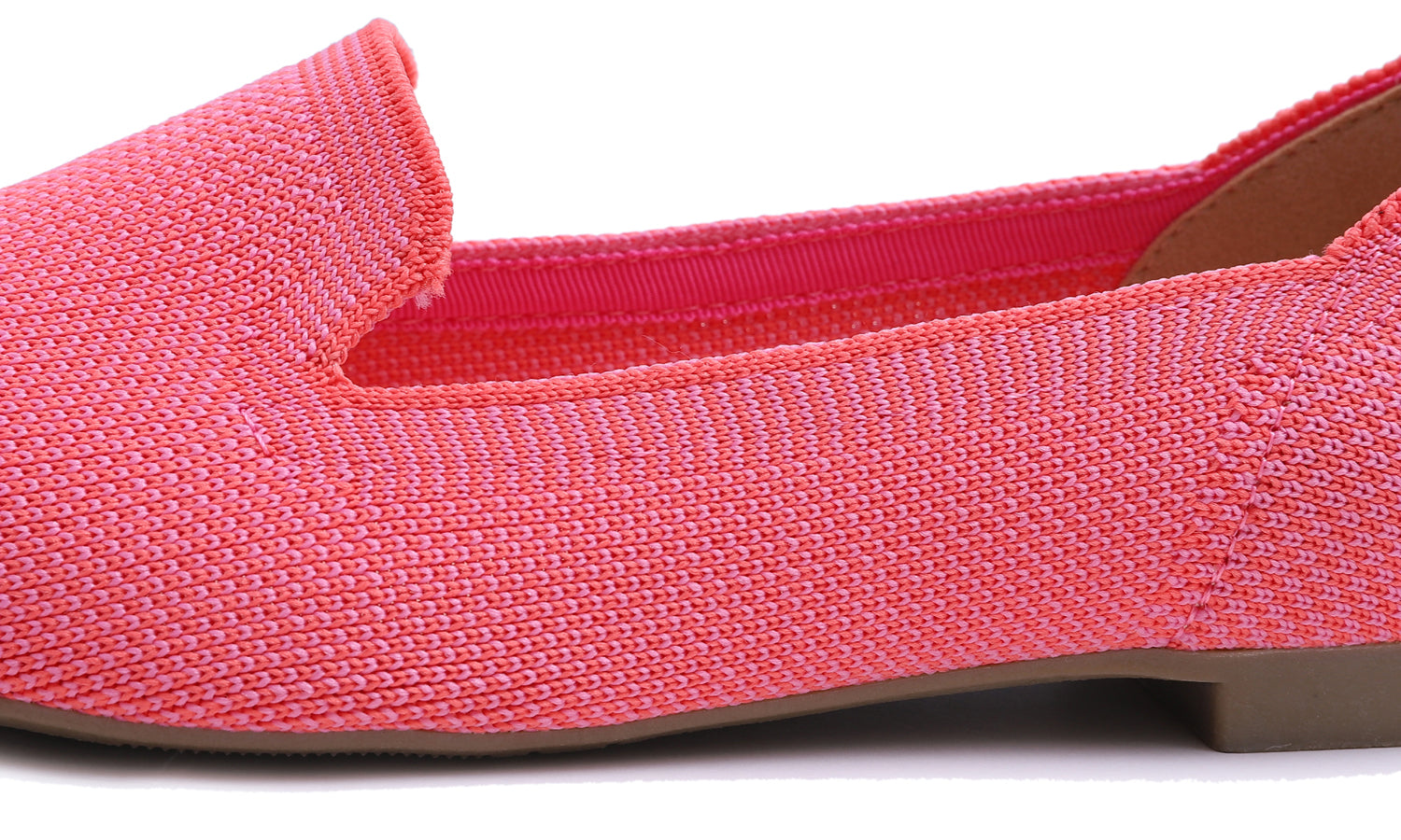 Feversole Women's Woven Fashion Breathable Knit Flat Shoes Coral Mixed Loafer
