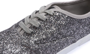 Feversole Women's Fashion Dress Sneakers Party Bling Casual Flats Embellished Shoes Pewter Plimsolls Glitter Lace