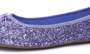 Feversole Women's Sparkle Memory Foam Cushioned Colorful Shiny Ballet Flats Glitter Lavender Purple