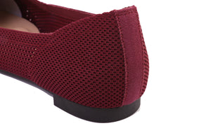 Feversole Women's Woven Fashion Breathable Knit Flat Shoes Pointed Burgundy