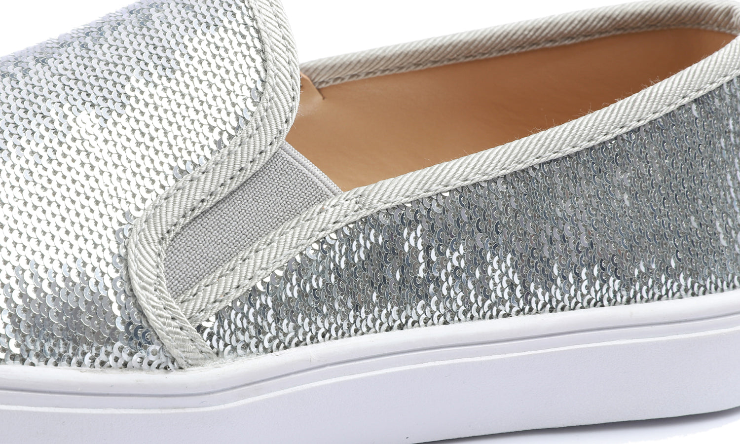 Feversole Women's Silver Sequin Slip On Sneaker Casual Flat Loafers
