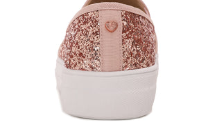 Feversole Women's Glitter Rose Gold Platform Slip On Sneaker Casual Flat Loafers