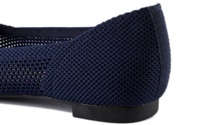 Feversole Women's Woven Fashion Breathable Knit Flat Shoes Pointed Navy