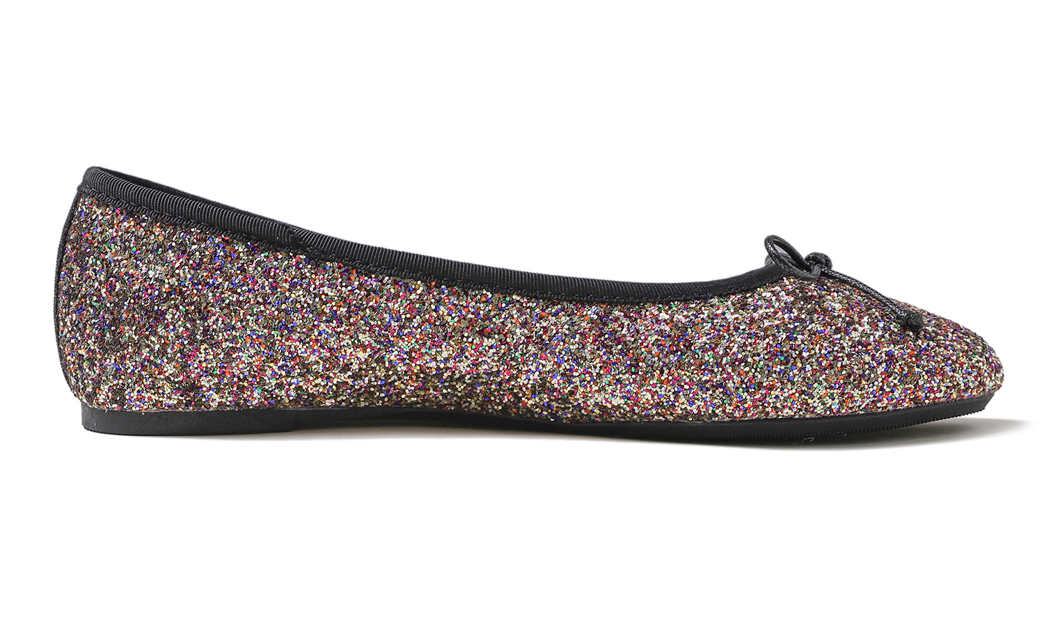 Feversole Women's Sparkle Memory Foam Cushioned Colorful Shiny Ballet Flats Glitter Multi Black