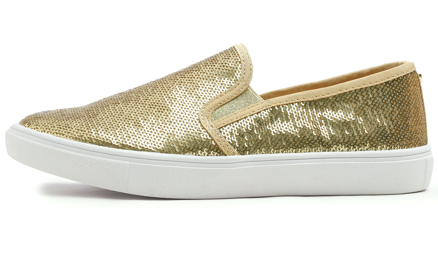 Feversole Women's Gold Sequin Slip On Sneaker Casual Flat Loafers